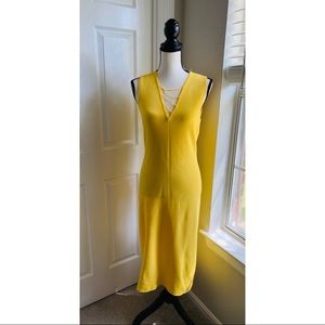 NWT NY & CO 7th Avenue   Yellow Fitted  V-Neck Dress